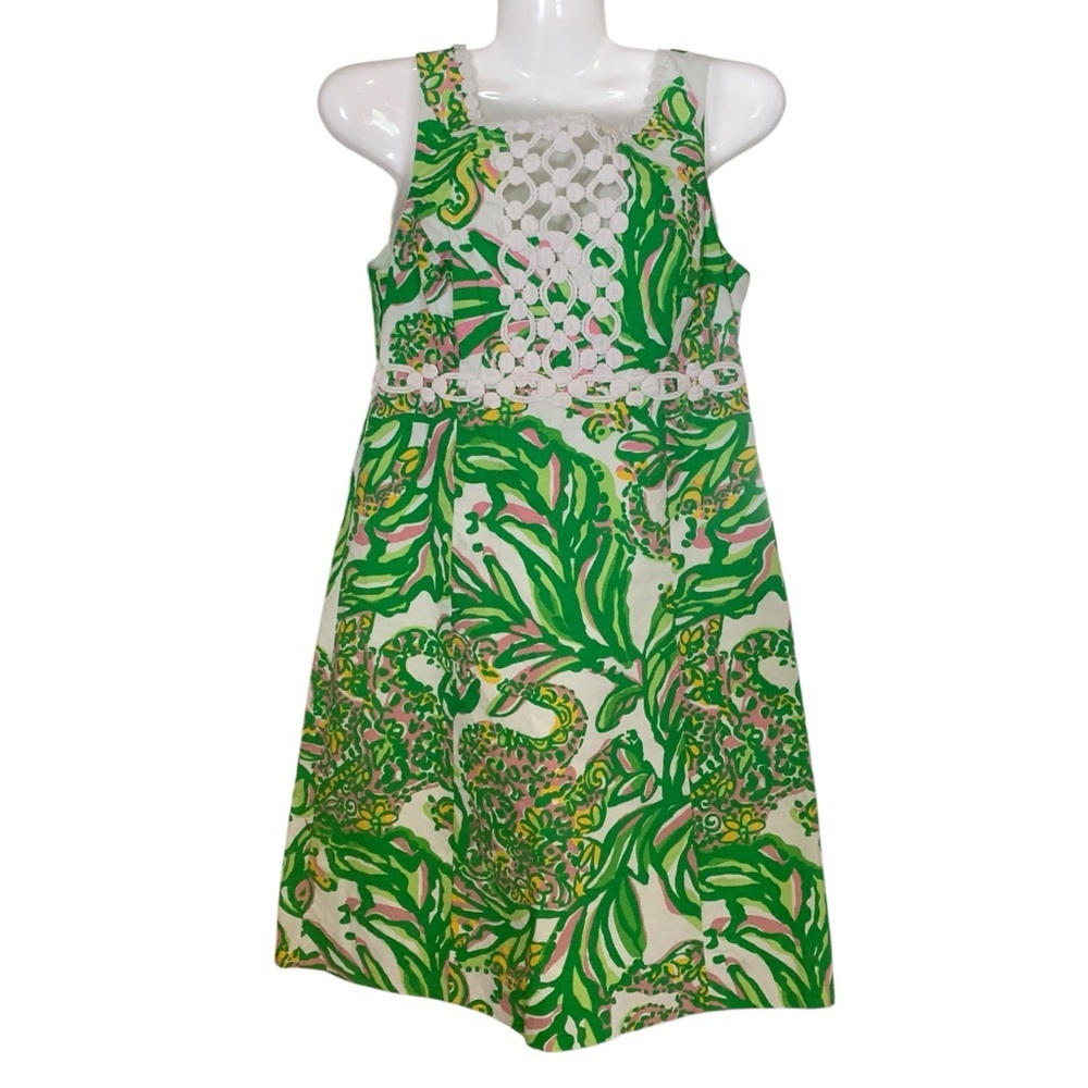 LILLY PULITZER‎ Green & White Mini Dress - Size 0